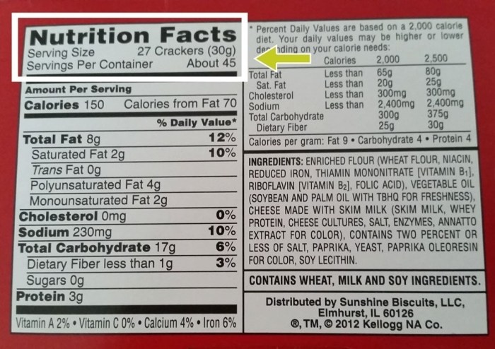 Cheez it nutrition facts