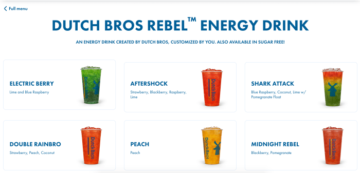 Dutch bros nutrition facts